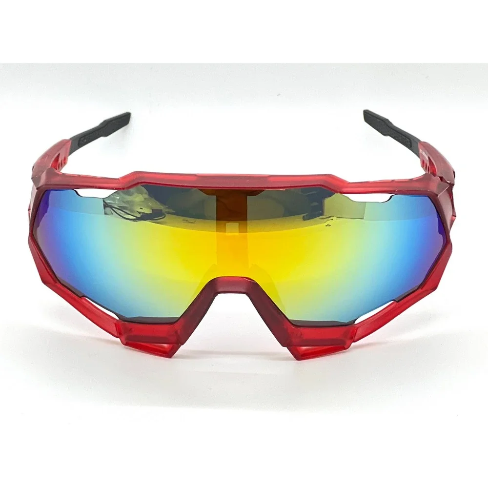 Mens Red Sport Shield Sunglasses Mirrored Lens Cycling Mountain‎ Biking Eyewear